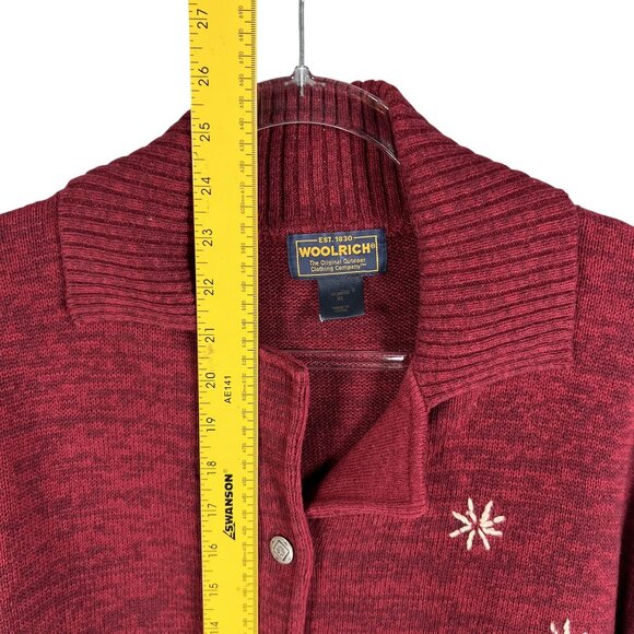 Woolrich Women XL Red Snowman Embroidered Button Cardigan Christmas Tree Sweater - Picture 12 of 16